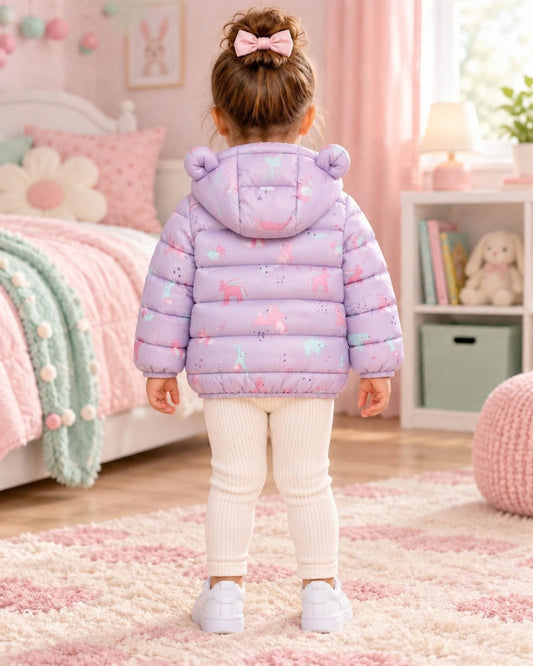 CHAQUETA ACOLCHADA UNICORNIO LILA