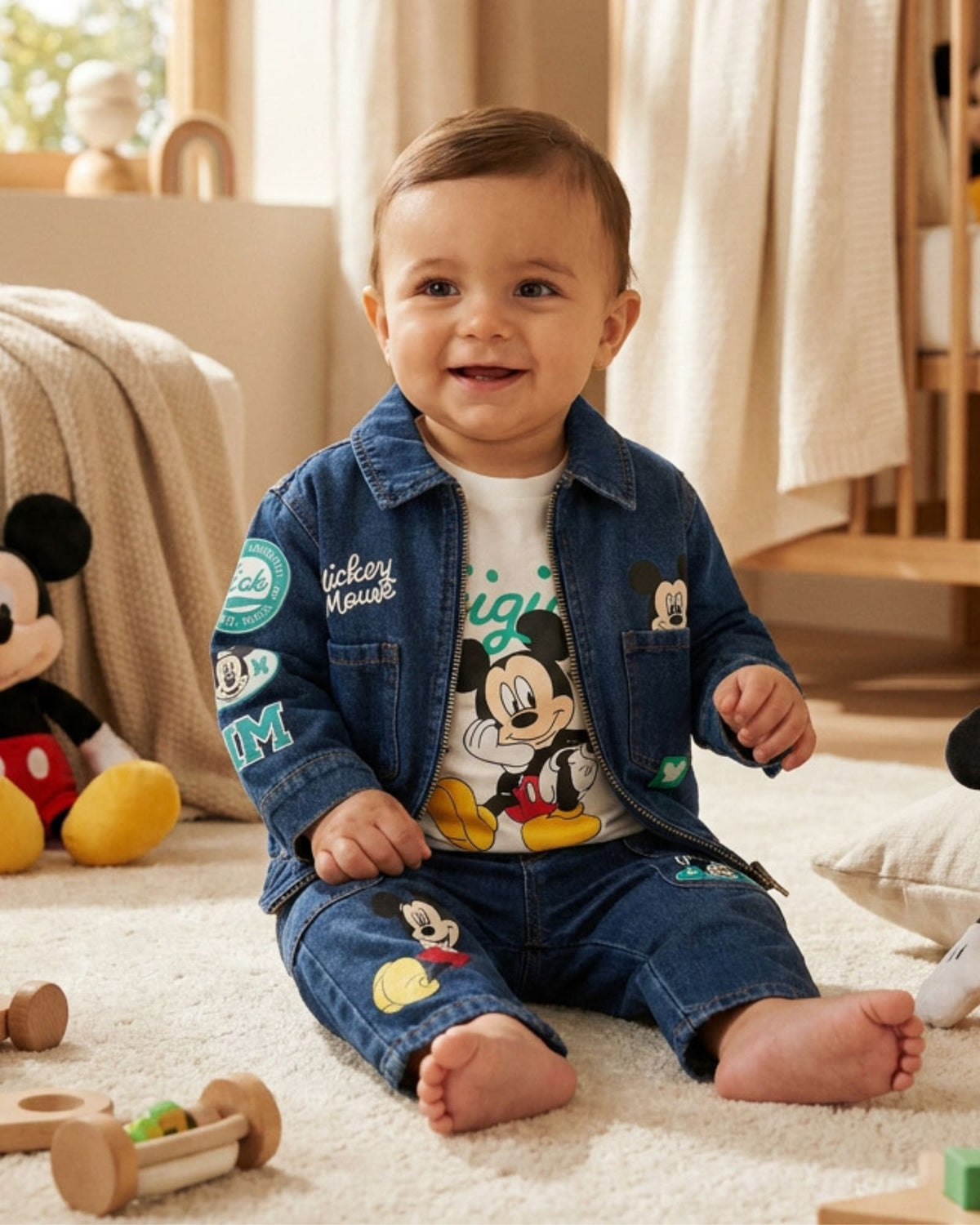 CONJUNTO IMPORTADO MICKEY MOUSE 3 PIEZAS JEAN