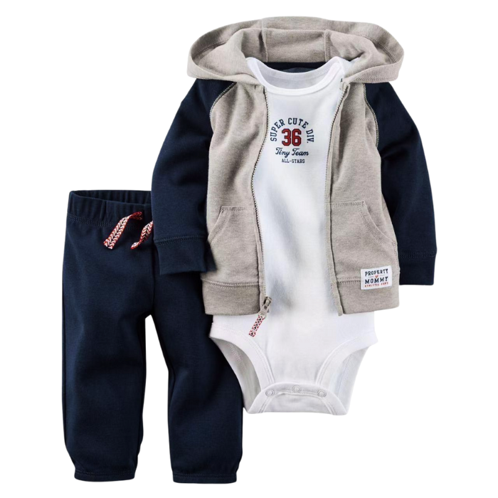 CONJUNTO IMPORTADO CARTER 3 PIEZAS GRIS AZUL