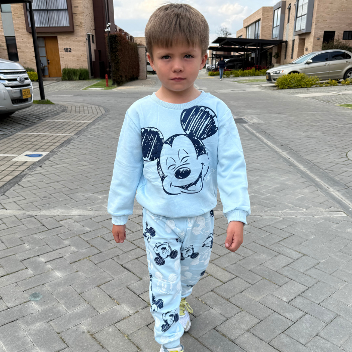 CONJUNTO SUDADERA MICKEY AZUL BEBE CARITA