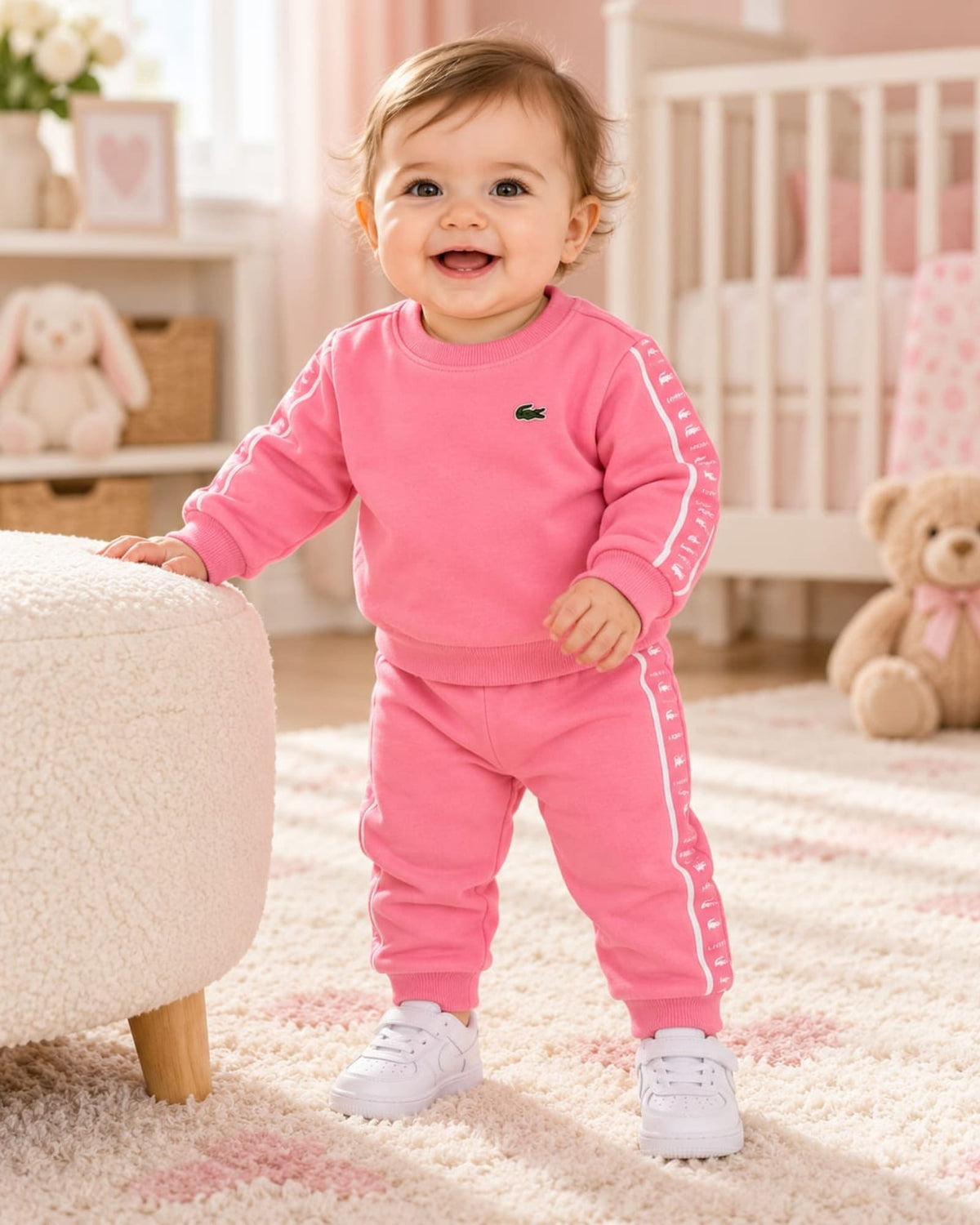 SUDADERA 2 PIEZAS PANTALON Y BUSO LACOSTE ROSA