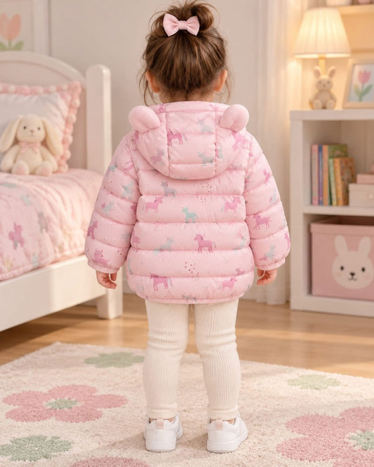 CHAQUETA ACOLCHADA UNICORNIO ROSA