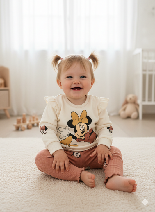 CONJUNTO IMPORTADO DISNEY BUZO + LEGGINGS MINNIE CAFÉ