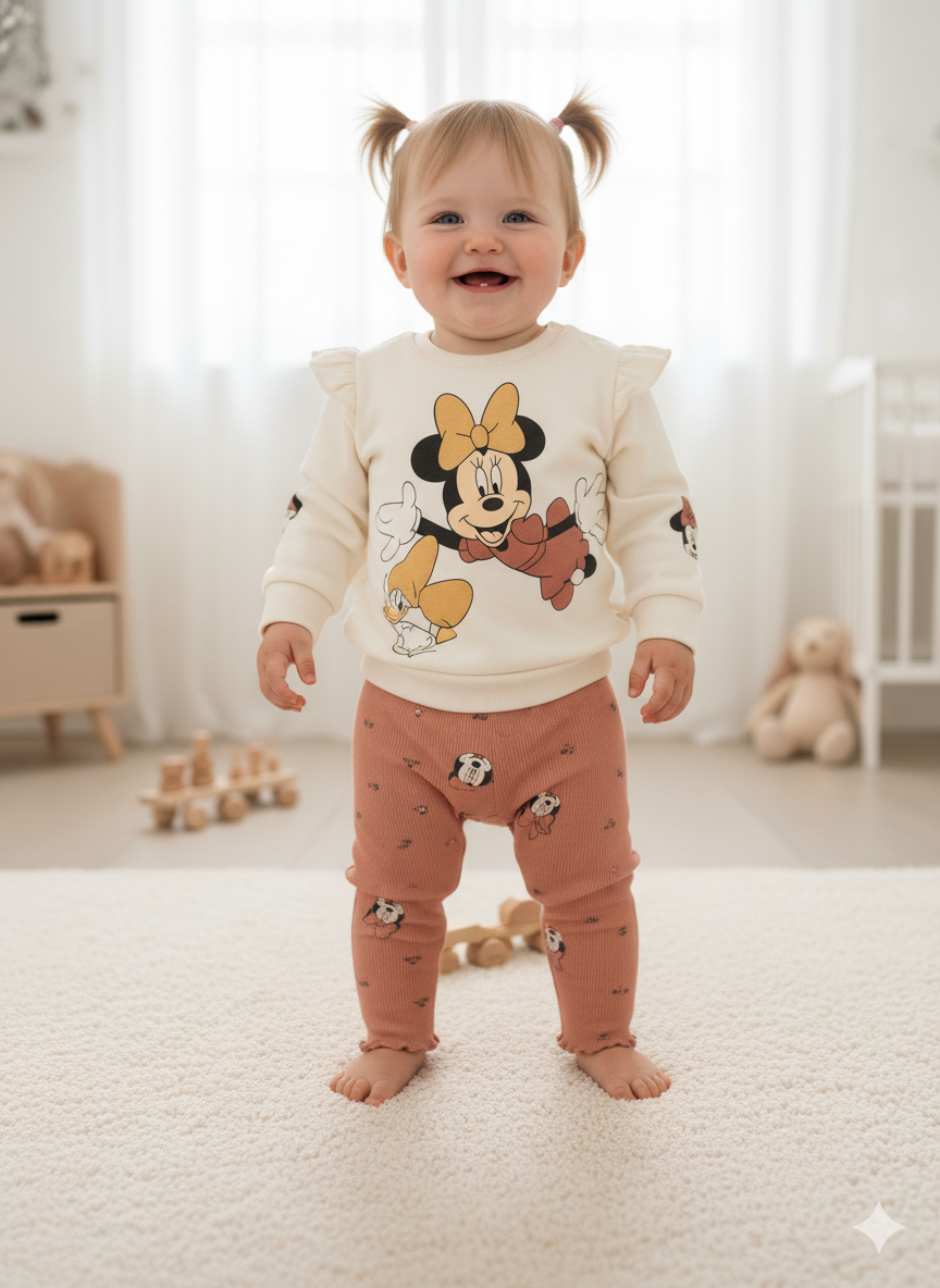 CONJUNTO IMPORTADO DISNEY BUZO + LEGGINGS MINNIE CAFÉ