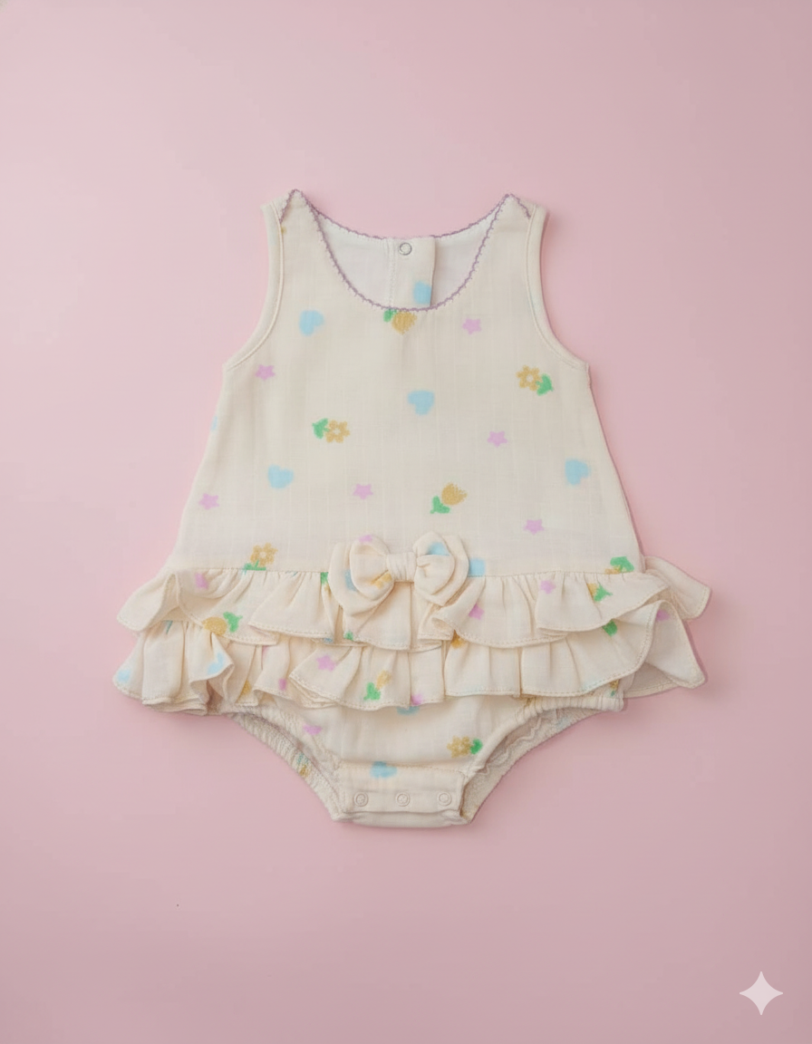 ENTERIZO CON VOLANTES ESTAPADO AMARILLO