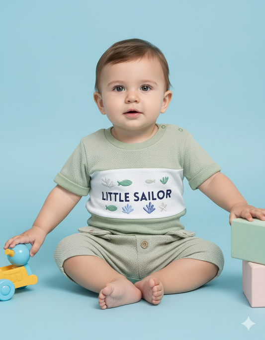 CONJUNTO 2 PIEZAS LITTLE SAILOR VERDE