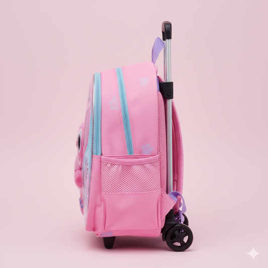 KIT X3 MALETA DOBLE RUEDAS + CARTUCHERA + LONCHERA ANGELA