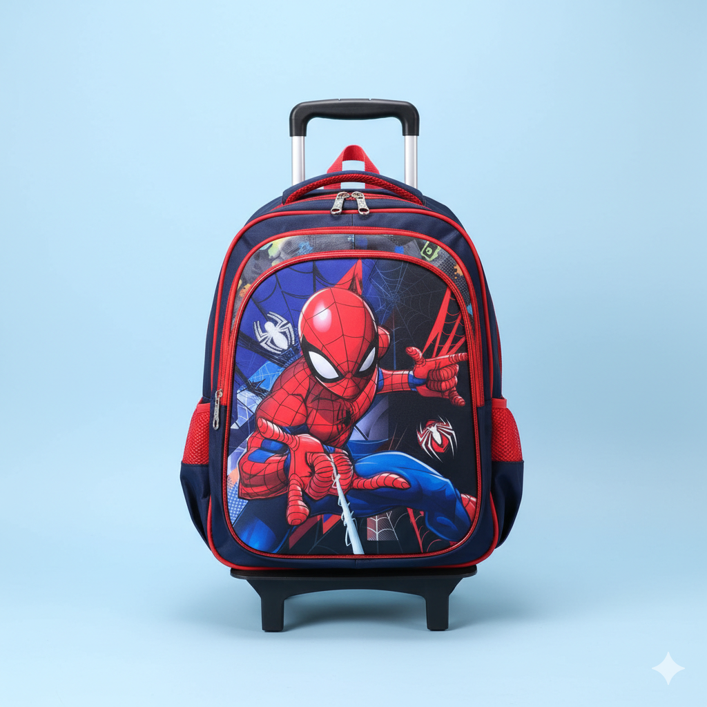 KIT X3 MALETA DOBLE RUEDAS + CARTUCHERA + LONCHERA SPIDERMAN 2