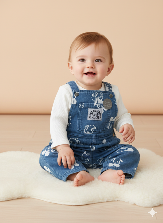 CONJUNTO IMPORTADO OVEROL MICKEY ESTAMPADO