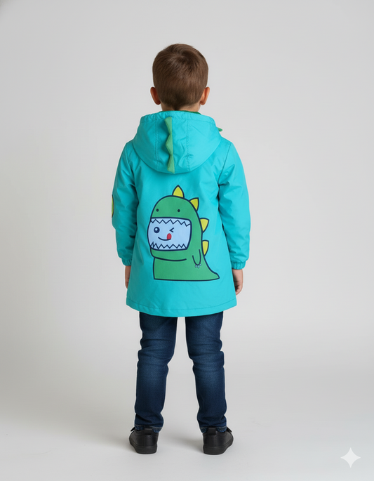 CHAQUETA IMPERMEABLE DINOSAURIO VERDE