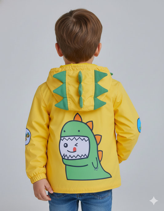CHAQUETA IMPERMEABLE DINOSAURIO AMARILLA