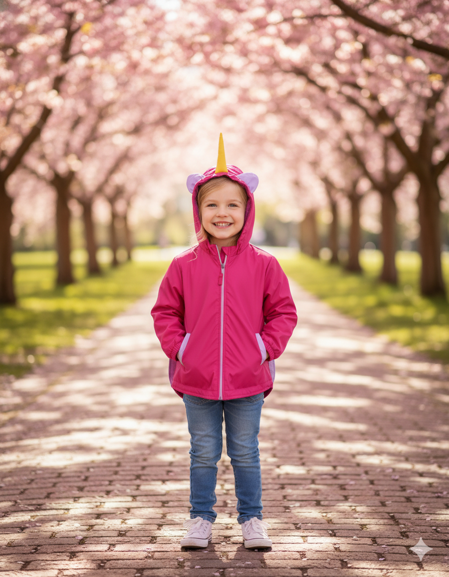 CHAQUETA IMPERMEABLE UNICORNIO FUCSIA