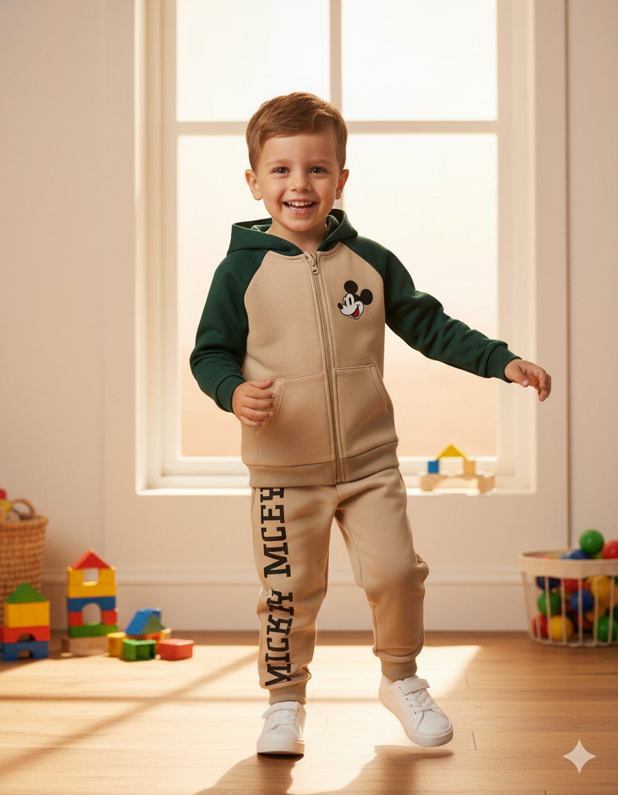 CONJUNTO SUDADERA MICKEY MOUSE CREMALLERA BEIGE