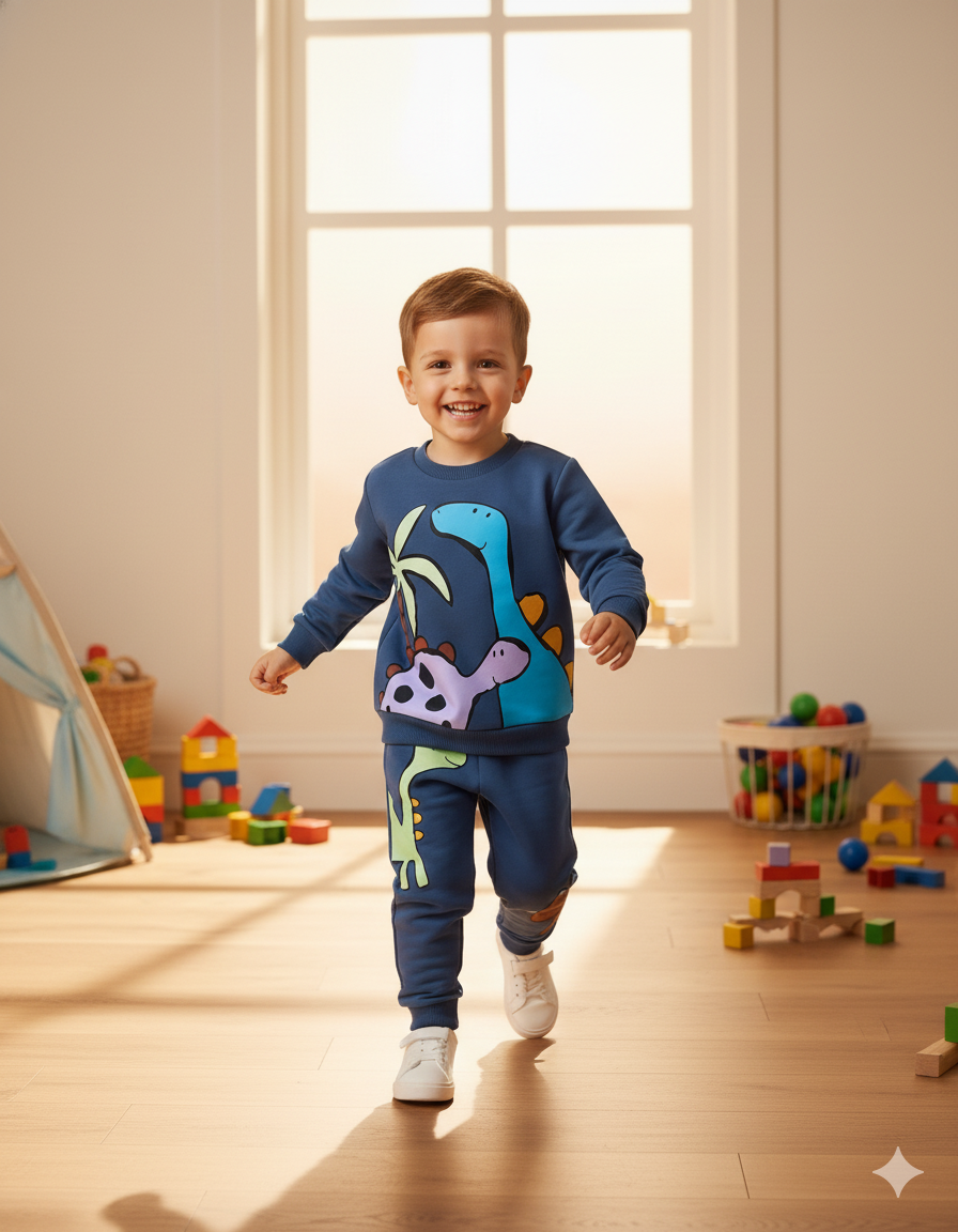 CONJUNTO SUDADERA DINO AZUL