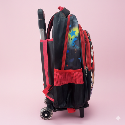 KIT X3 MALETA RUEDAS + CARTUCHERA + LONCHERA MARIO NEGRA