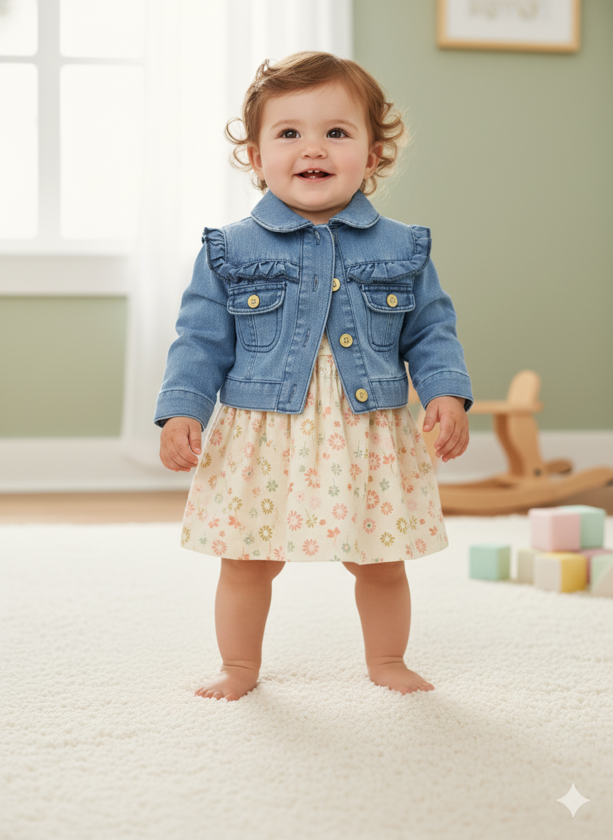 CONJUNTO IMPORTADO VESTIDO + CHAQUETA JEAN