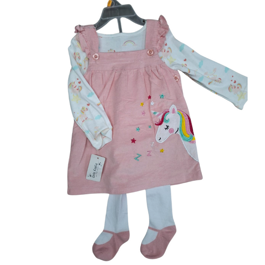 CONJUNTO IMPORTADO 3 PIEZAS VESTIDO UNICORNIO