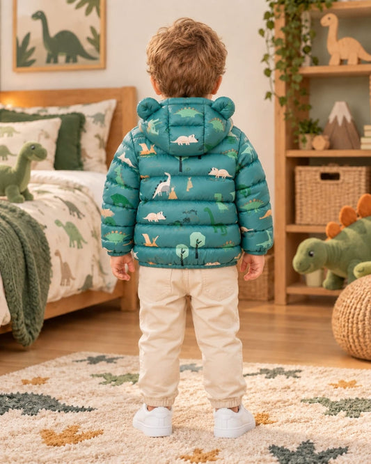 CHAQUETA ACOLCHADA DINOSAURIO VERDE