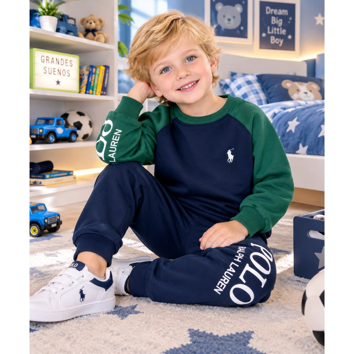 CONJUNTO SUDADERA POLO VERDE AZUL