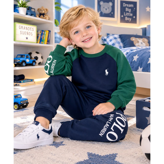CONJUNTO SUDADERA POLO VERDE AZUL