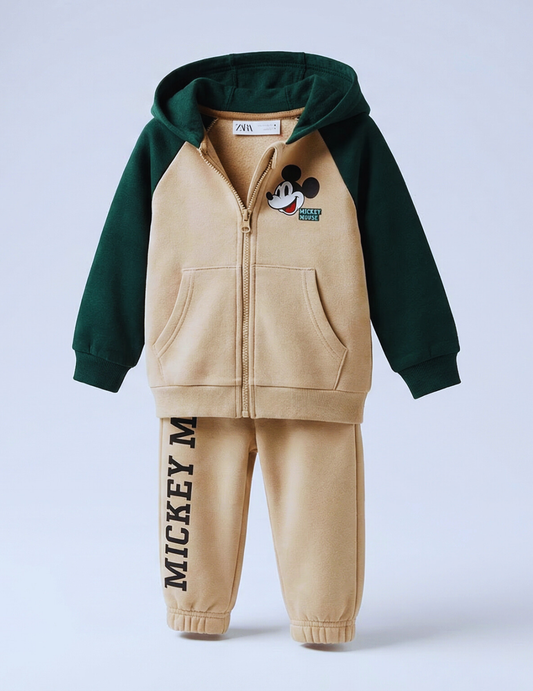 CONJUNTO SUDADERA MICKEY MOUSE CREMALLERA BEIGE