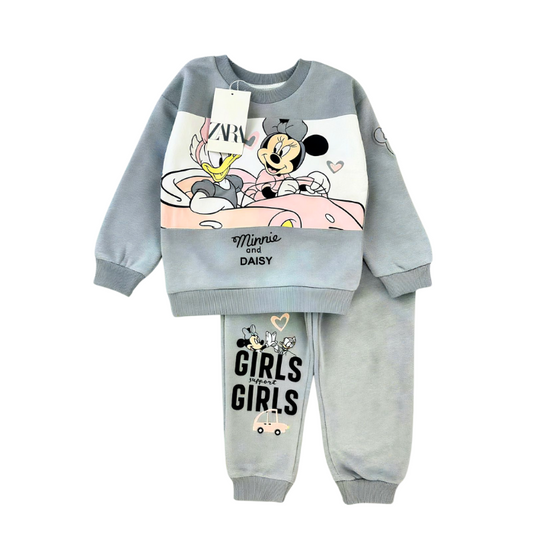 CONJUNTO SUDADERA MINNIE GRIS ROSA