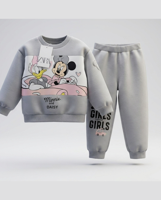 CONJUNTO SUDADERA MINNIE GRIS ROSA