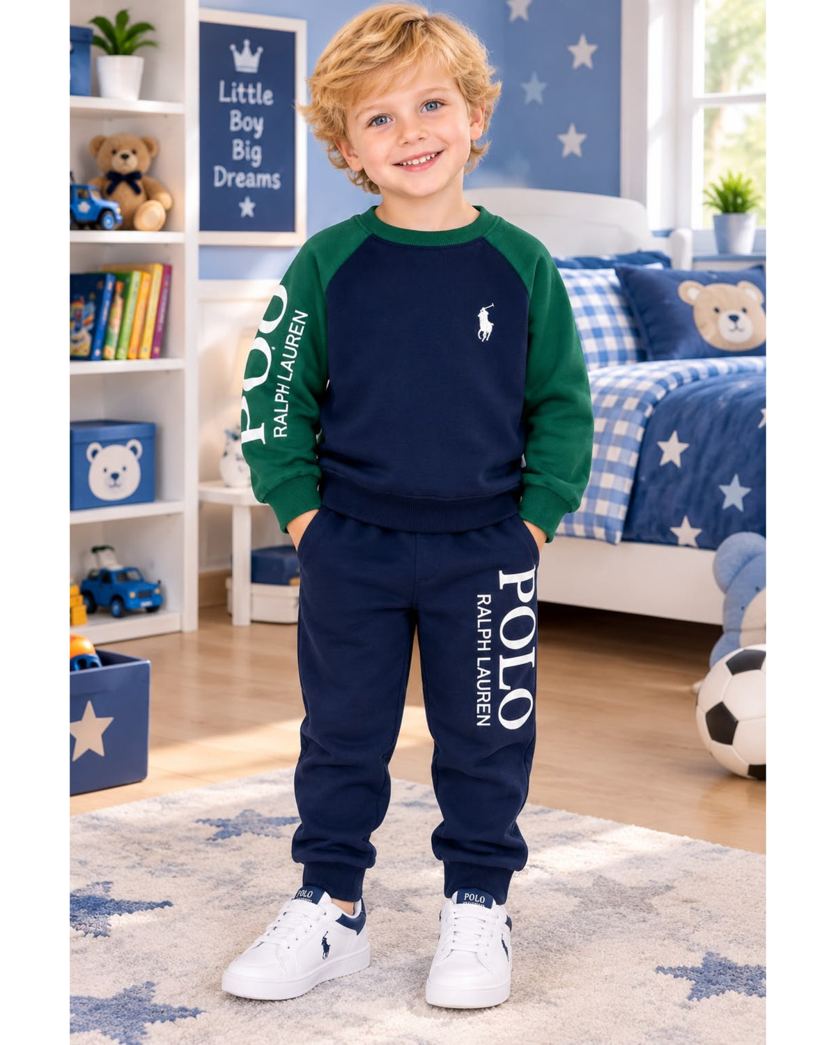 CONJUNTO SUDADERA POLO VERDE AZUL