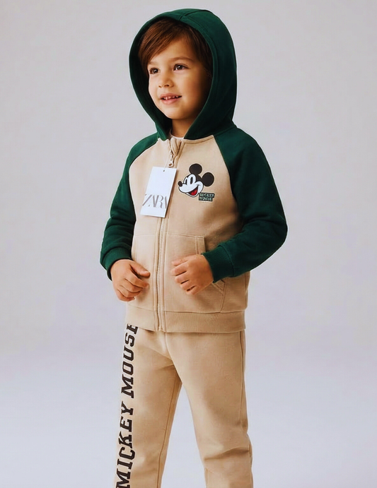 CONJUNTO SUDADERA MICKEY MOUSE CREMALLERA BEIGE