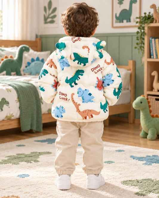 CHAQUETA ACOLCHADA DINOSAURIO BLANCA