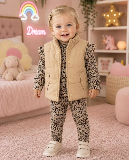 CONJUNTO IMPORTADO BLUSA - PANTALON - CHALECO ANIMAL PRINT