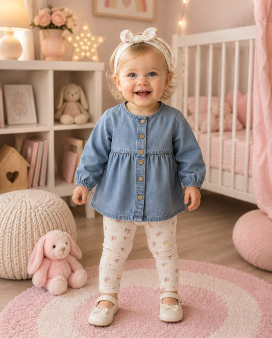 CONJUNTO IMPORTADO LEGGINS + CAMISA JEAN + BALACA