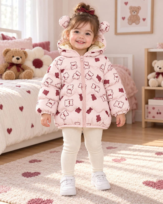 CHAQUETA ACOLCHADA OSITOS ROSA