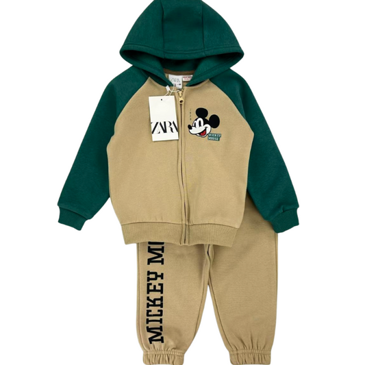 CONJUNTO SUDADERA MICKEY MOUSE CREMALLERA BEIGE