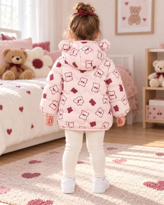 CHAQUETA ACOLCHADA OSITOS ROSA