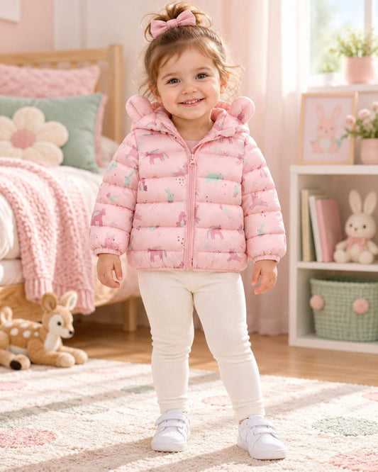 CHAQUETA ACOLCHADA UNICORNIO ROSA