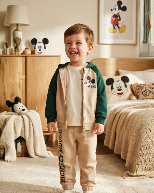 CONJUNTO SUDADERA MICKEY MOUSE CREMALLERA BEIGE