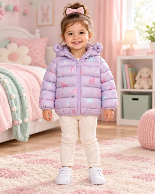 CHAQUETA ACOLCHADA UNICORNIO LILA