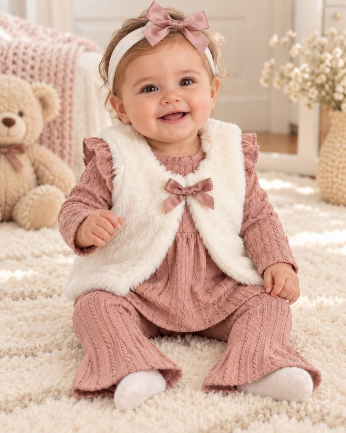 CONJUNTO IMPORTADO CHALECO BEIGE 4 PIEZAS