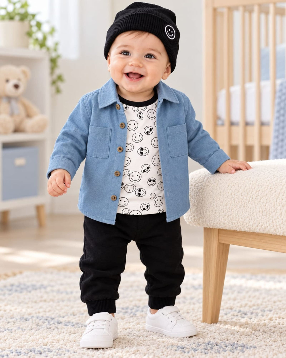 CONJUNTO IMPORTADO 4 PIEZAS CAMISA AZUL