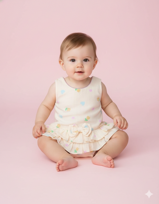 ENTERIZO CON VOLANTES ESTAPADO AMARILLO