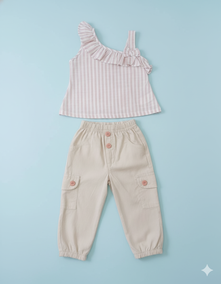 CONJUNTO 2 PIEZAS BLUSA A RAYAS + PANTALÓN