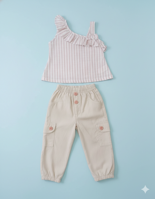 CONJUNTO 2 PIEZAS BLUSA A RAYAS + PANTALÓN