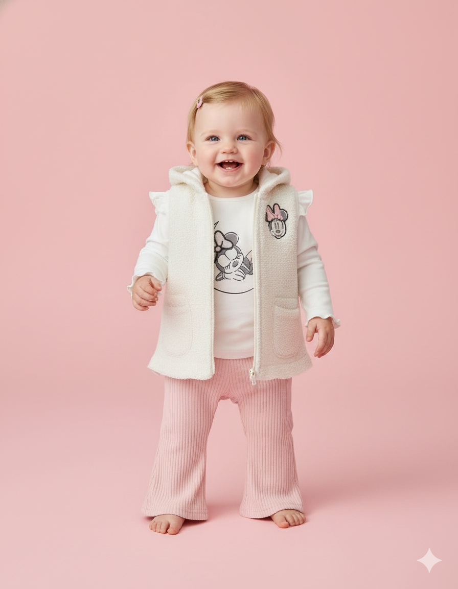 CONJUNTO IMPORTADO 3 PIEZAS MINNIE CHALECO