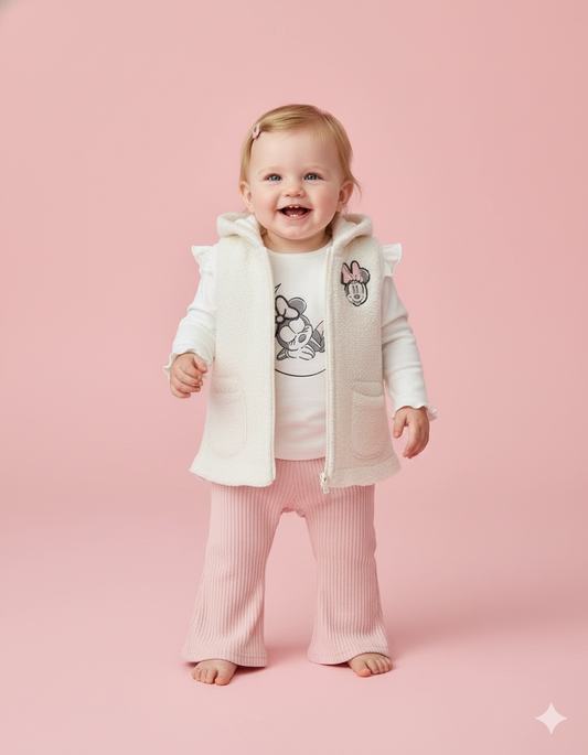 CONJUNTO IMPORTADO 3 PIEZAS MINNIE CHALECO