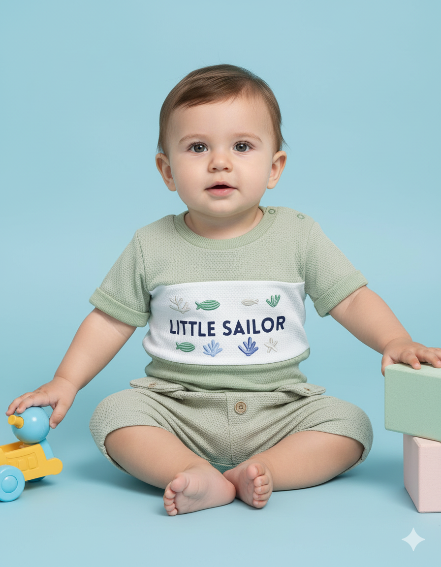 CONJUNTO 2 PIEZAS LITTLE SAILOR VERDE