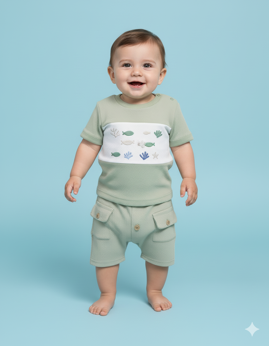 CONJUNTO 2 PIEZAS LITTLE SAILOR VERDE