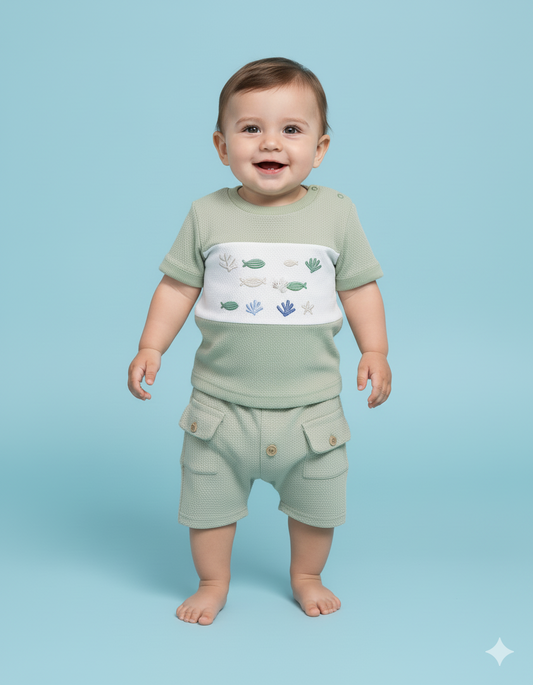 CONJUNTO 2 PIEZAS LITTLE SAILOR VERDE