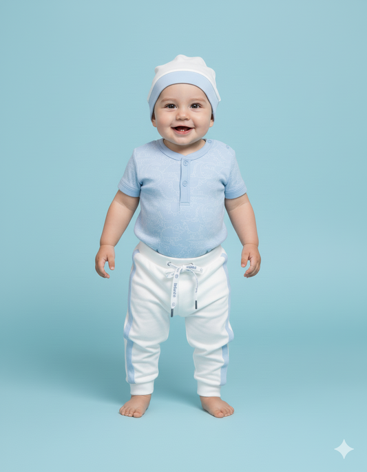 CONJUNTO 3 PIEZAS  BODY + PANTALÓN + GORRITO