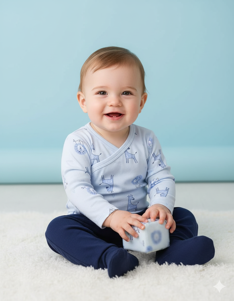 CONJUNTO 3 PIEZAS  BODY LEONES + PANTALÓN + GORRITO